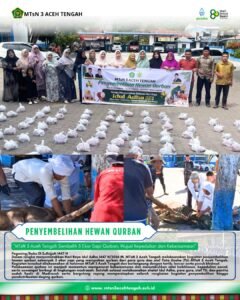 MTsN 3 Aceh Tengah Sembelih 3 Ekor Sapi Qurban, Wujud Kepedulian dan Kebersamaan
