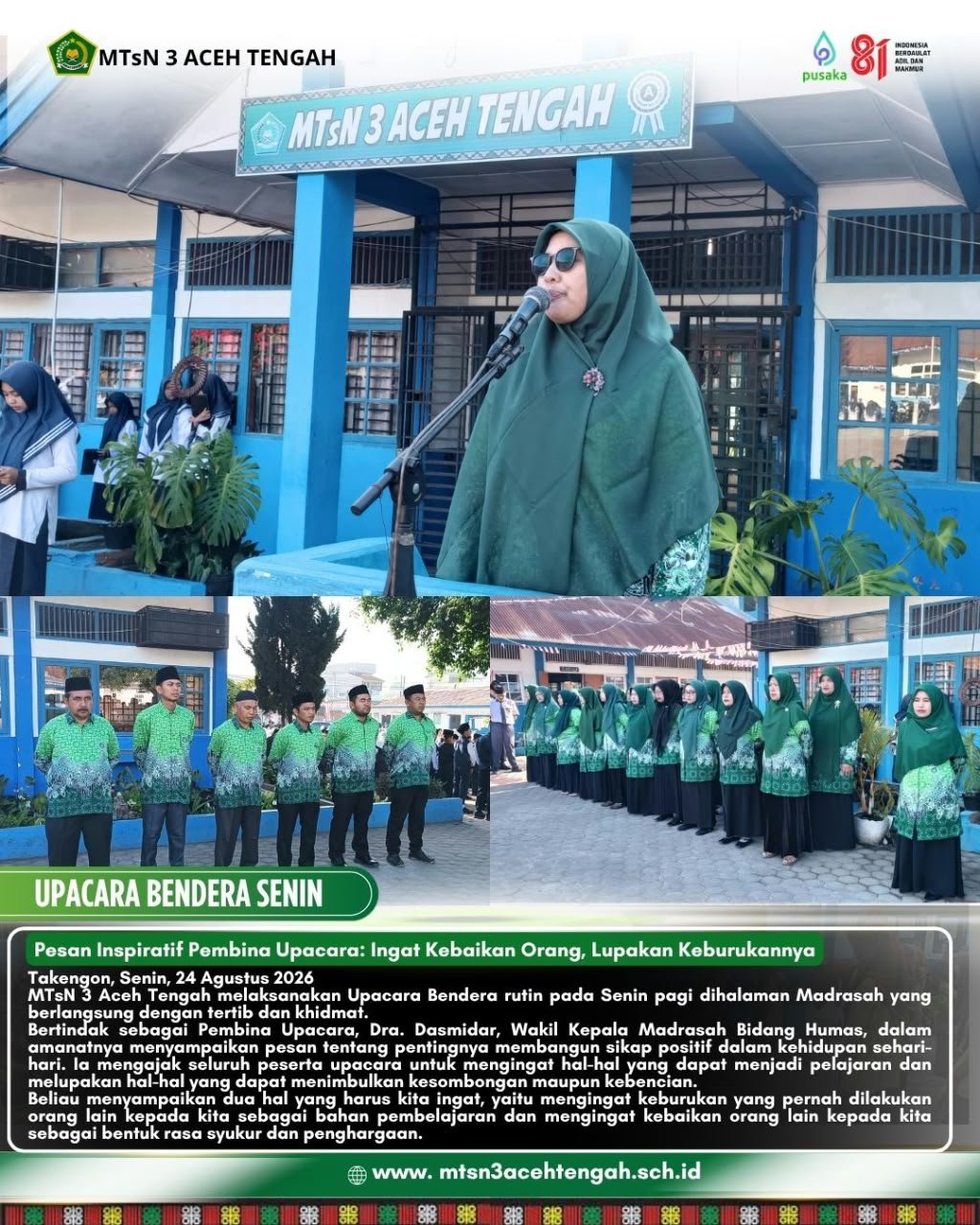 Pesan Inspiratif Pembina Upacara: Ingat Kebaikan Orang, Lupakan Keburukannya