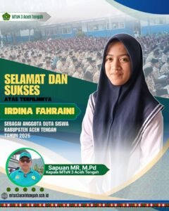 Harumkan Nama Madrasah, Irdina Fahraini Resmi Jadi Anggota Duta Siswa Aceh Tengah